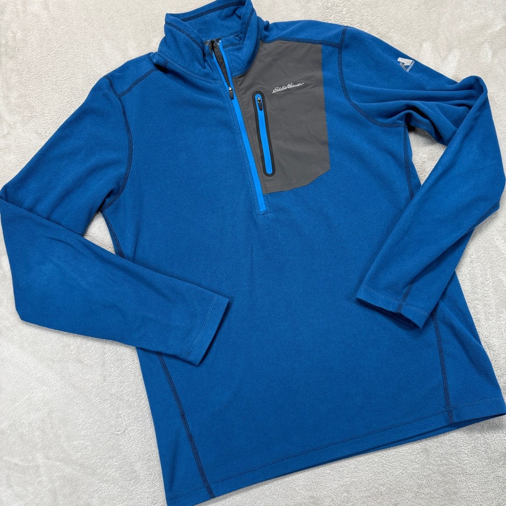 Eddie Bauer Shirt Women's Medium T Fleece Pullover Blue First Ascent Quarter Zip